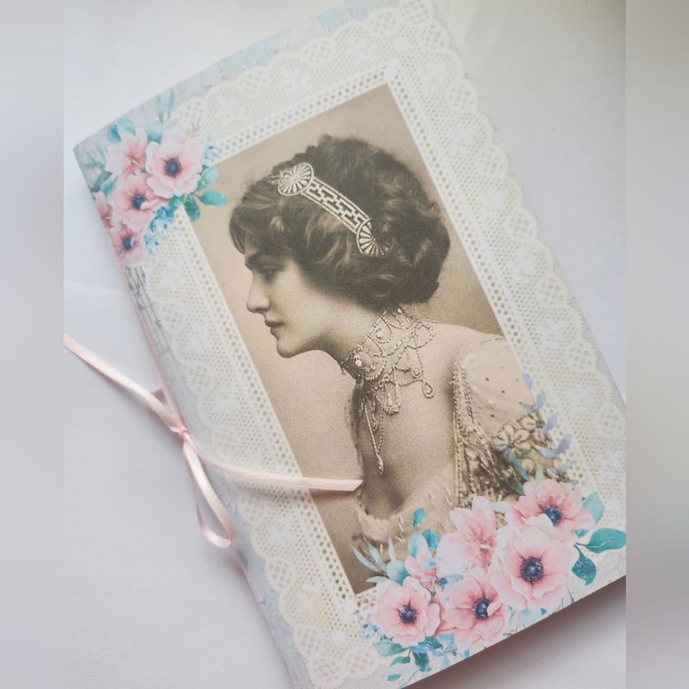 Junk Journal Booklet "DIARY of an EDWARDIAN LADY" Pockets, Cards+ Ephemera 40Pg